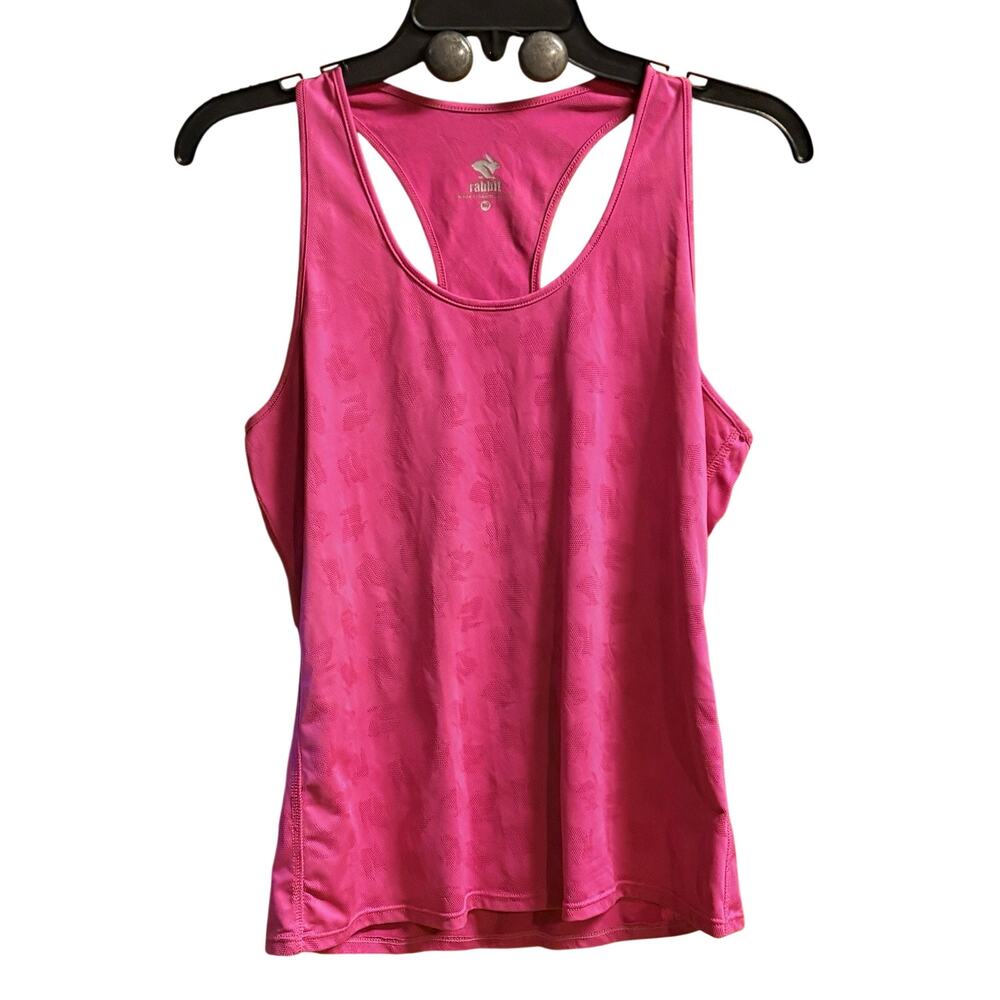 Rabbit Womens Razor Tank Size M Hot Pink Sleeveless Perforated Logo All Over - Picture 3 of 8